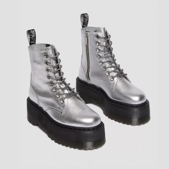 Silver Platform Lace-Up Boots - Picture 12 of 15